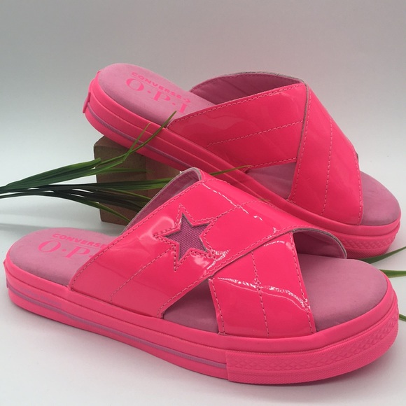 CONVERSE ONE STAR SLIDE HYPER PINK/LT STRAWBERRY - Picture 2 of 8